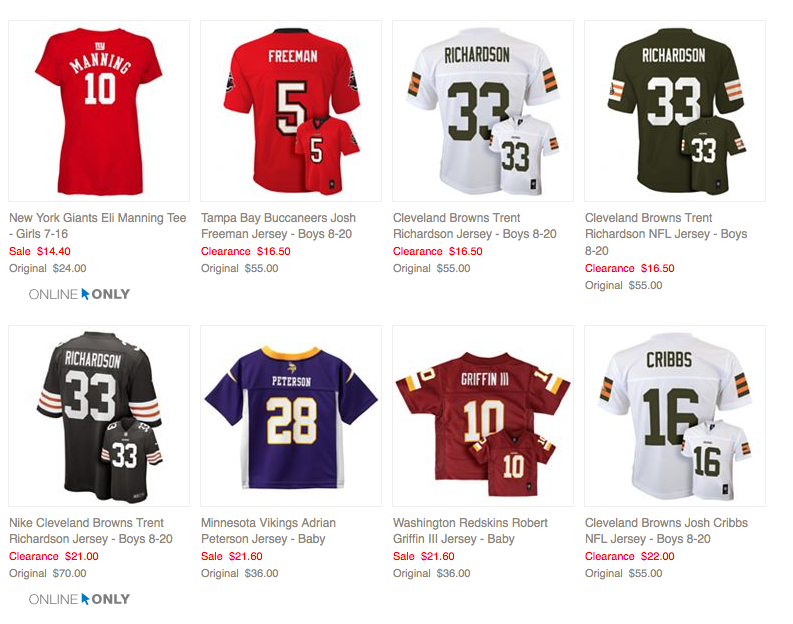kohl s has a huge selection of nfl jerseys for baby kids and adults ...