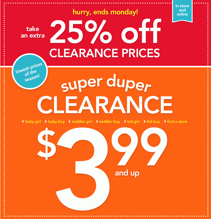 Take An Additional 25% Off All Clearance At Carter&#39;s! Prices Start At Only $3.99! - Freebies2Deals