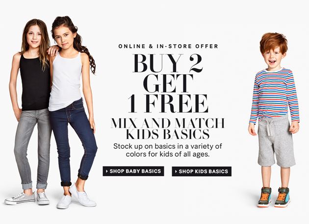 H&M: Buy 2, Get 1 FREE Mix & Match Kids Basics! Prices Start At Only $4.95 Before The Discount ...