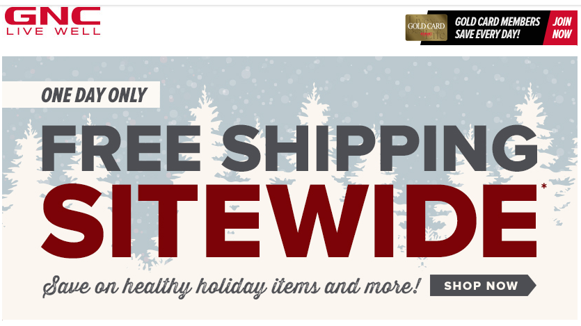 FREE Shipping Site Wide at GNC! (Today Only, Dec. 8th)