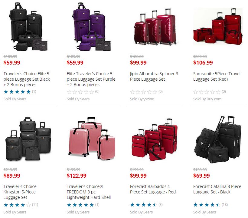 Sears Luggage Sale! 7 Piece Tarveler&#39;s Choice Luggage Set Only $59.99! - Freebies2Deals