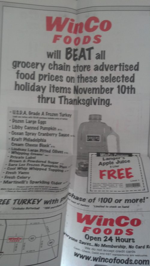 Winco Foods Stepping Up for Thanksgiving! Freebies2Deals
