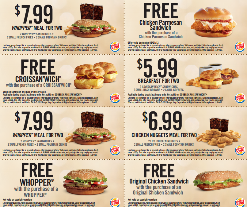 Burger King Coupons! Buy One Get One FREE Whopper, Chicken Sandwich