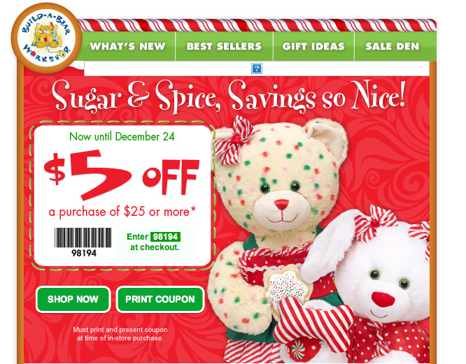 5 Off A 25 Purchase at Build A Bear! Freebies2Deals