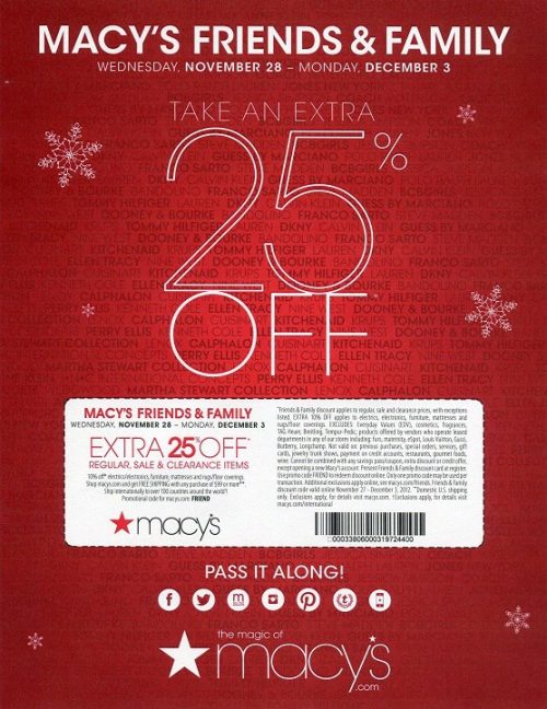 Macy's Extra 25 Off Coupon! Good On Regular, Sale, or Clearance Items