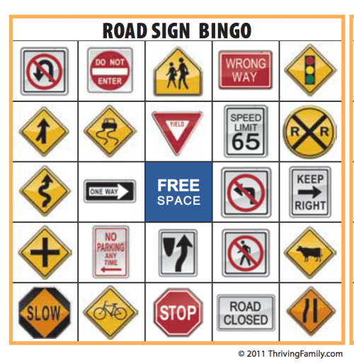 Free Printable For Road Sign Bingo! (perfect For Road Trips 