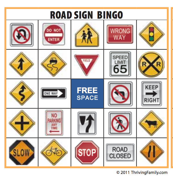 FREE Printable for Road Sign Bingo! (Perfect for Road Trips ...