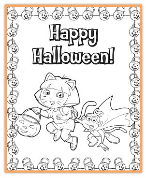 dora halloween coloring page