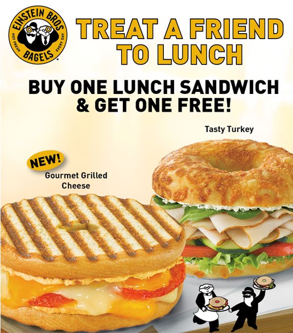 Einstein Bros Bagels Buy One Lunch Sandwich & Get One FREE Printable