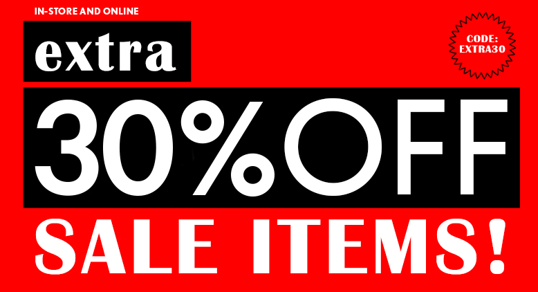 Extra 30% off sale. Additional 30% off. Sale items. Extra 30% off for Productions.