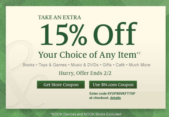 Enjoy 15% Off Any One Item At Barnes & Noble! - Freebies2Deals