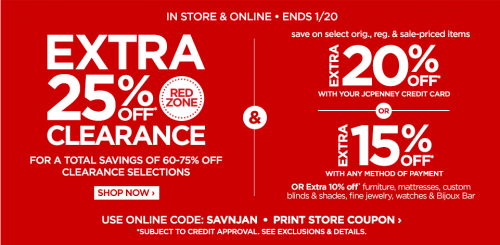 JCPenney: Enjoy An Extra 25% Off Red Zone Clearance + An Additional 15% ...