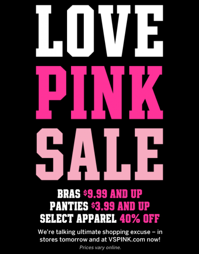 Victoria's Secret LOVE PINK SemiAnnual Sale Starts Tomorrow InStores