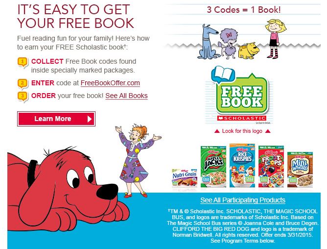FREE Scholastic Book From Kelloggs With Purchase Of 3 Specially Marked