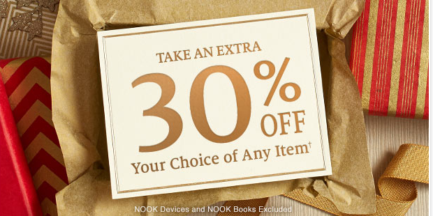 Enjoy 30% Off Any One Item At Barnes & Noble! - Freebies2Deals