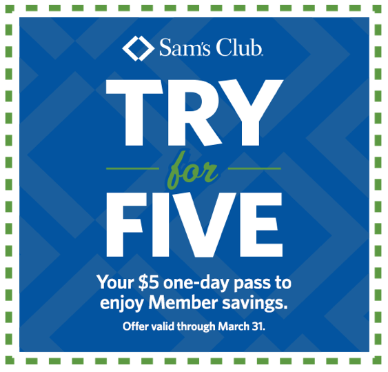 OneDay Membership Pass to Sam's Club Only 5.00! (No 10 Upcharge