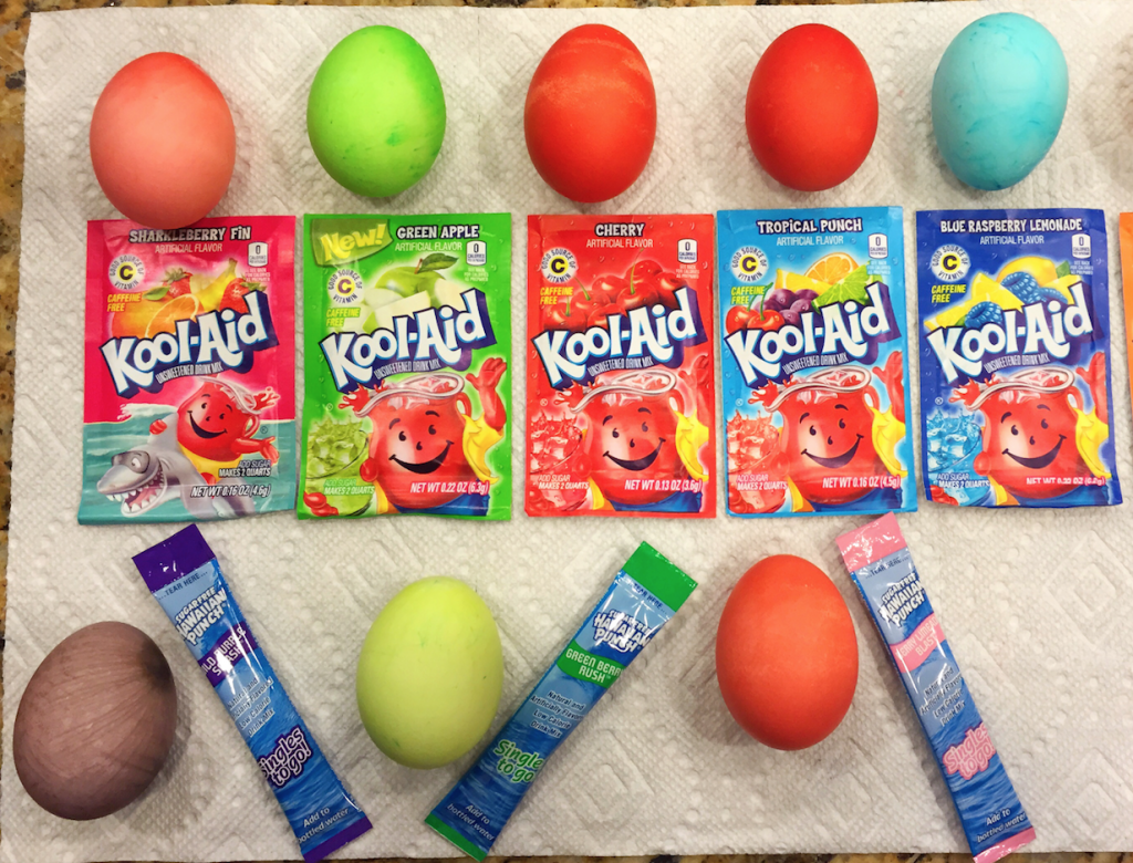 coloring easter eggs with kool aid