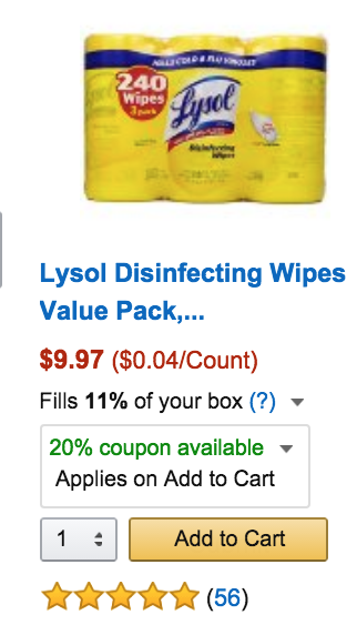 deal for lysol disenfecting wipes