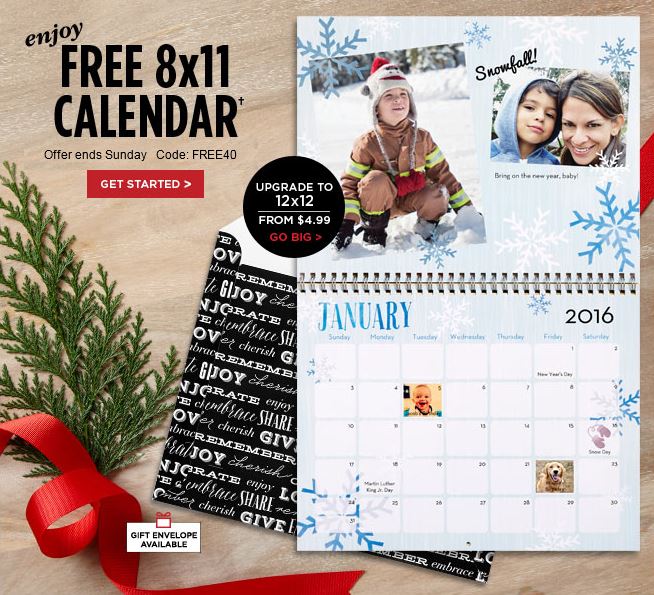 FREE 12 Month Wall Calendar From Shutterfly! (Just 5.99 For Shipping