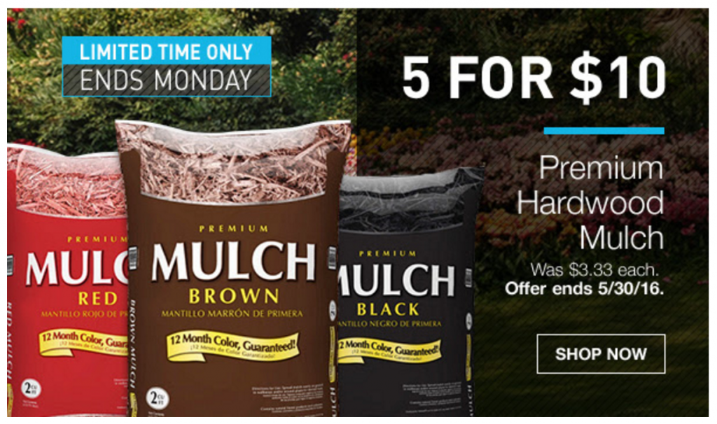 Lowes Mulch Five For 10.00 & Miracle Gro Garden Soil Four For 10.00