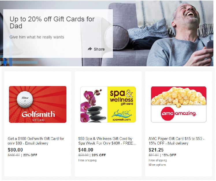 Gift Cards For Dad Save On To Amc Golfsmith Fuddruckers More