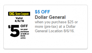 dollar general $5 off