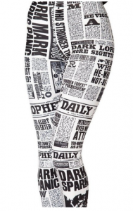 newspaper print leggings