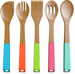 silicone and wood utensils