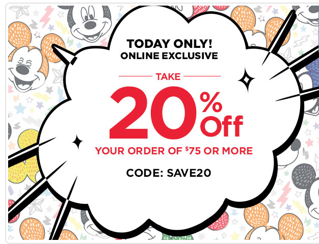 Take me store. Save 20%.