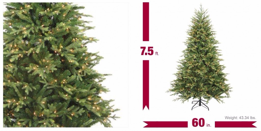 7.5 ft. Pre-Lit Balsam Artificial Christmas Tree with 600 Clear Lights ...