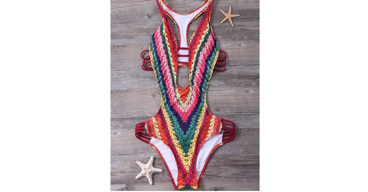 Printed Padded High Cut Monokini One Piece Swimsuit Only $6.01 Shipped ...