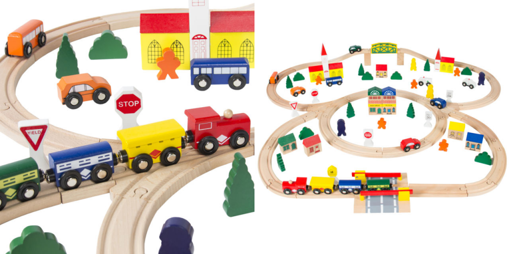 Hand Crafted 100-pc Wooden Train Set Only $38.99!! **Great for the Gift ...