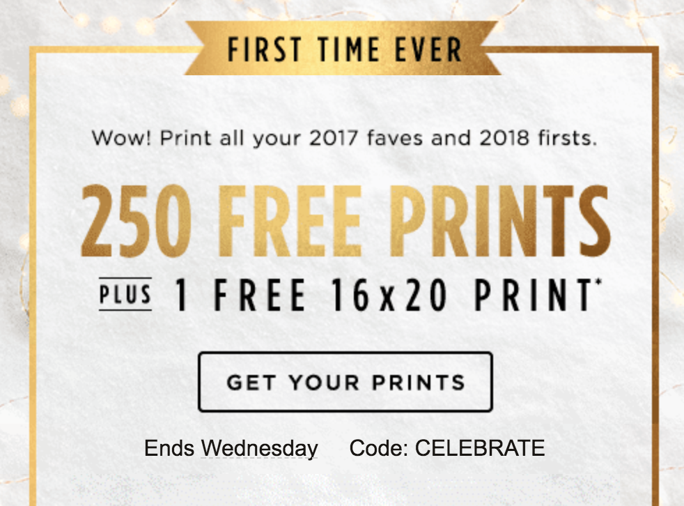 Shutterfly 250 Free Prints 1 Free 16 20 Print Common Sense With Money