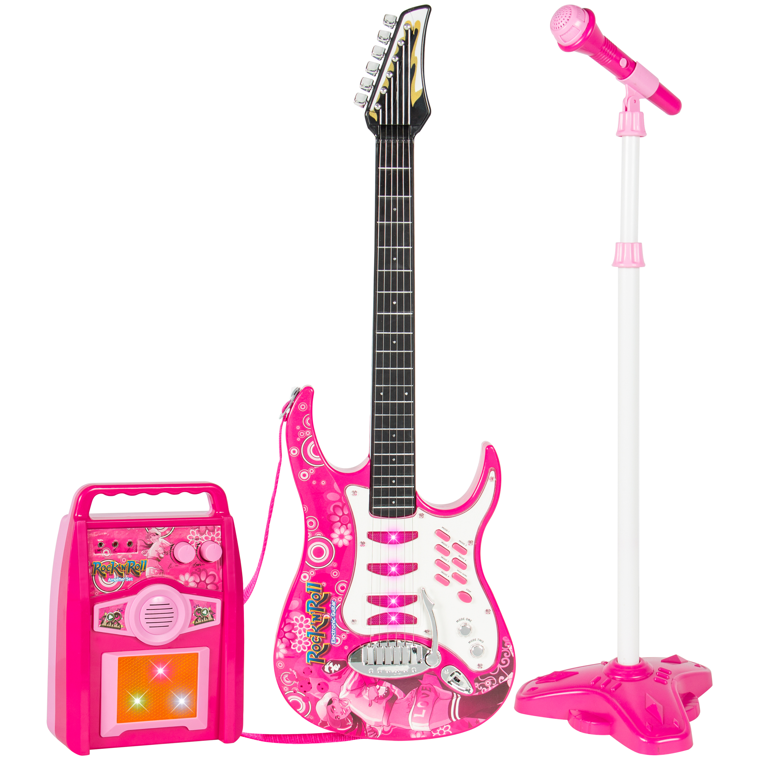 Kids Electric Guitar Play Music Set MP3 Player Mic Microphone Amp Amplifier Blue 