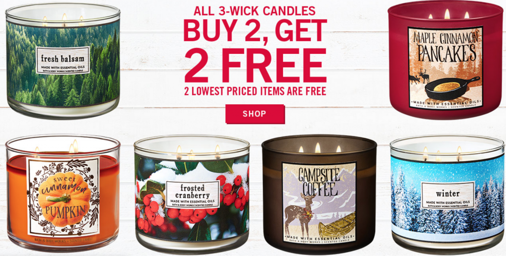 Bath & Body Works Buy 2 3Wick Candles Get 2 FREE! Plus, 10 Off