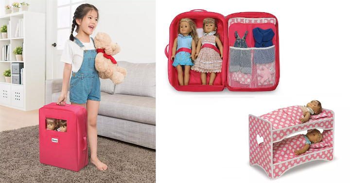 double doll travel case with bunk bed