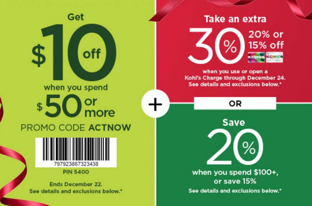 Kohls 10 Off Orders Of 50 Or More Today Only! Plus, 30 Off & Earn