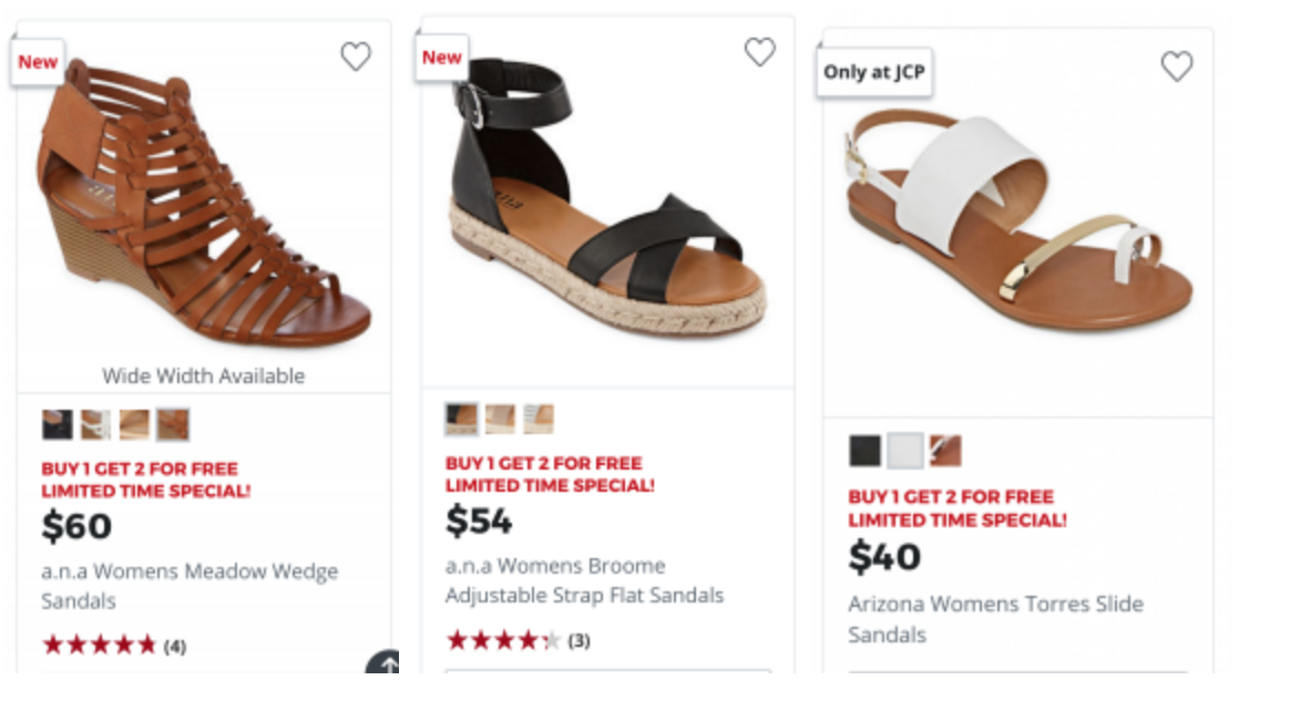 JCPenney Buy One Sandal Get Two FREE! Stock Up For Spring! Pinching