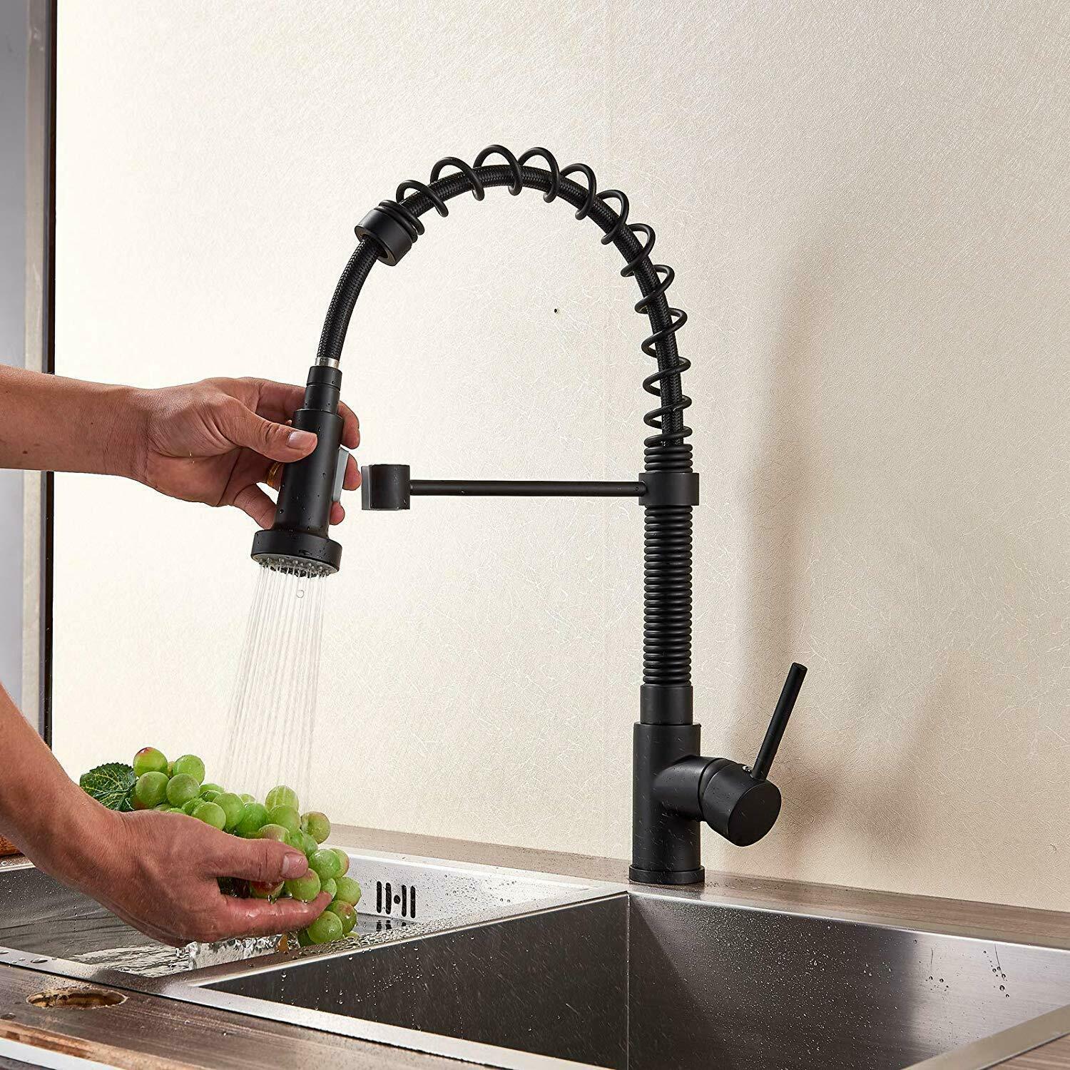 Matte Black Pull Out Sprayer Kitchen Sink Faucet Just 43.20