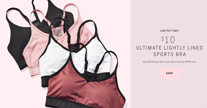 $10 Pink Ultimate Lightly Lined Sports Bra! - Freebies2Deals
