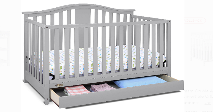 graco solano 4 in 1 convertible crib with drawer pebble gray