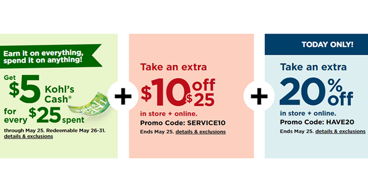 Kohl's Stackable Promos + Earn Kohl's Cash