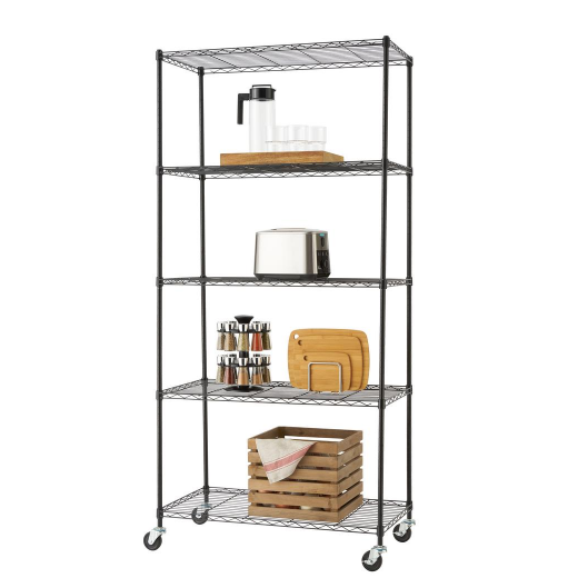 Home Depot: Black 5 Tier Rolling Steel Wire Shelving Unit Only $76.87 ...