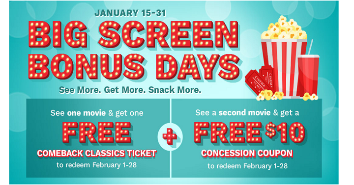 See 1 Movie Get 1 FREE At Cinemark PLUS FREE 10 Concession Coupon 