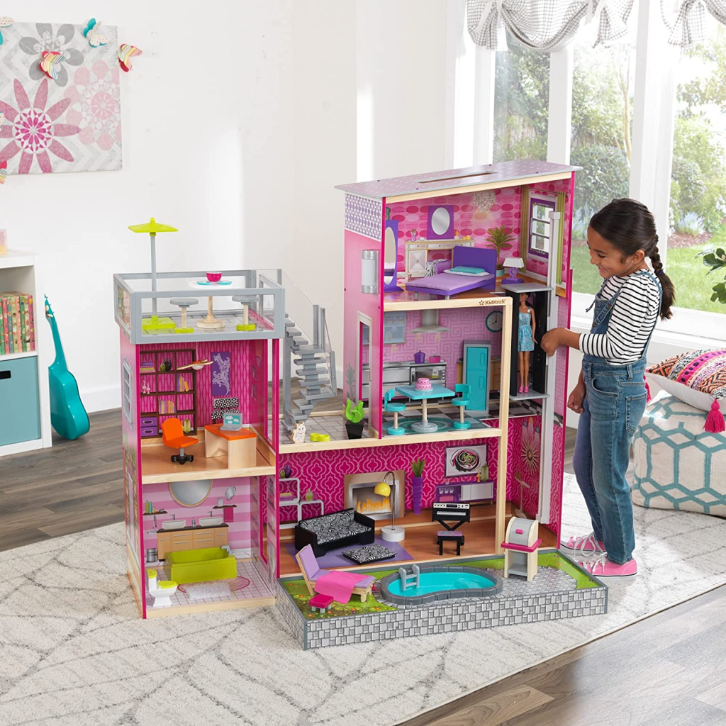 kidkraft uptown wooden modern dollhouse