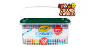 168 Crayola Crayon and Storage Tub, w/ Colors of the World Crayons