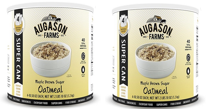 Augason Farms Maple Brown Sugar Oatmeal Super Can Food Storage, 10 Can ...